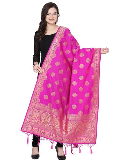 Marvelous Pink Coloured Poly Silk Jacquard Banarasi Dupatta | SLV67FD537