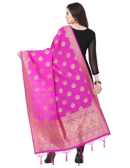 Marvelous Pink Coloured Poly Silk Jacquard Banarasi Dupatta | SLV67FD537