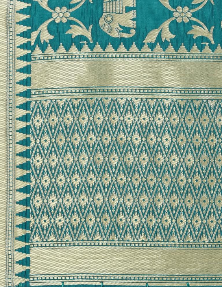 Bewitching Turquoise Coloured Poly Silk Jacquard Banarasi Dupatta | SLV67FD545