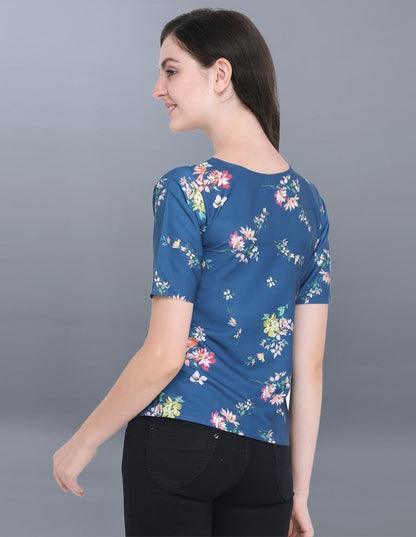 Classy Turquoise Coloured Printed Crepe Tops | SLV67TK2151