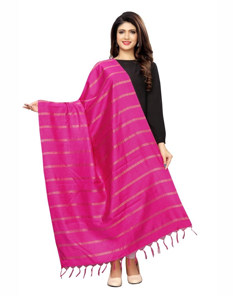 Beautiful Pink Coloured Cotton Silk Zari Woven Dupatta | SLV68FD112