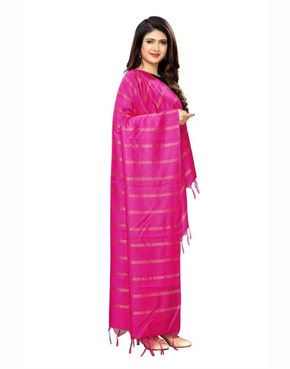 Beautiful Pink Coloured Cotton Silk Zari Woven Dupatta | SLV68FD112