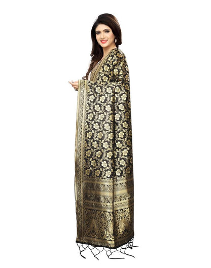 Enthralling Black Coloured Poly Silk Jacquard Banarasi Dupatta | SLV69FD555