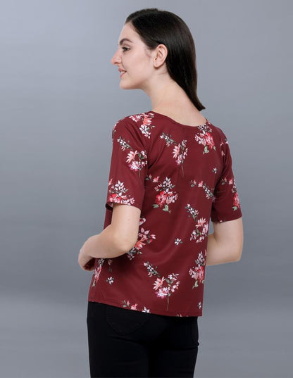 Sensuous Maroon Coloured Printed Crepe Tops | SLV69TK2172