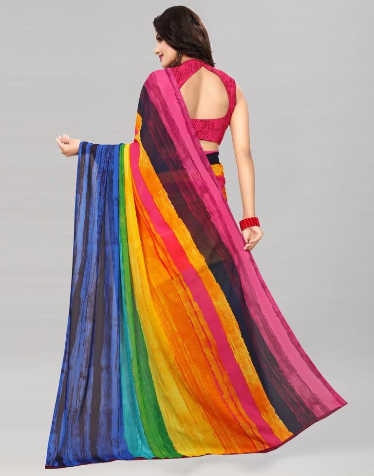 The rainbow streams red liva georgette saree - navyāsa