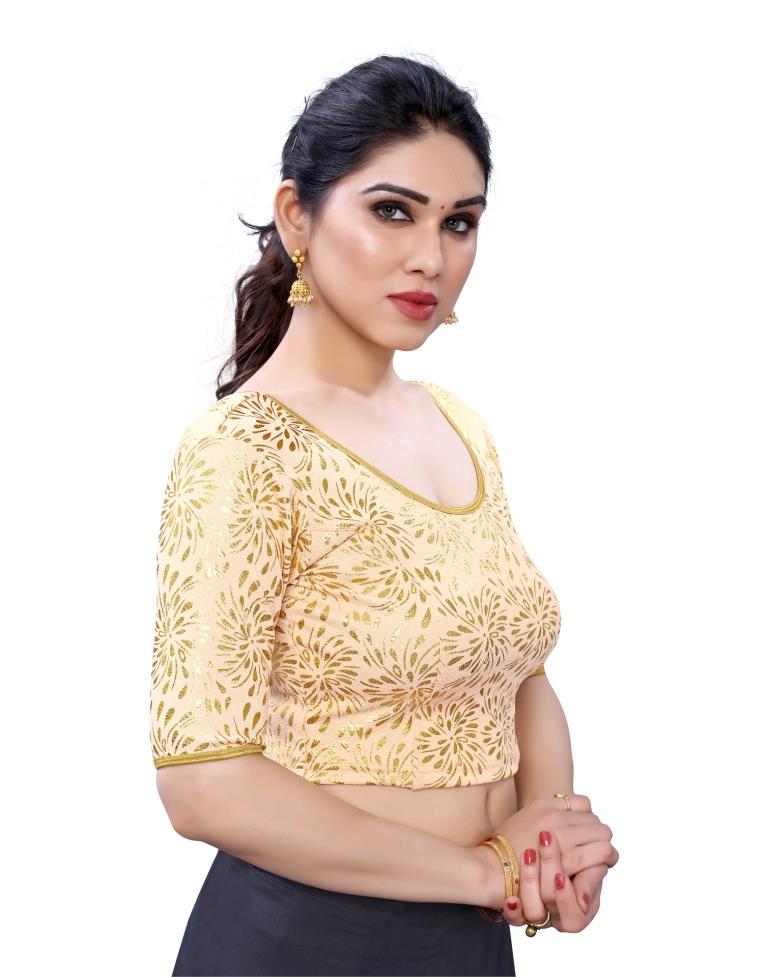 Enriching Cream Coloured Lycra Foil Printed Stitched Blouse | SLV7B210