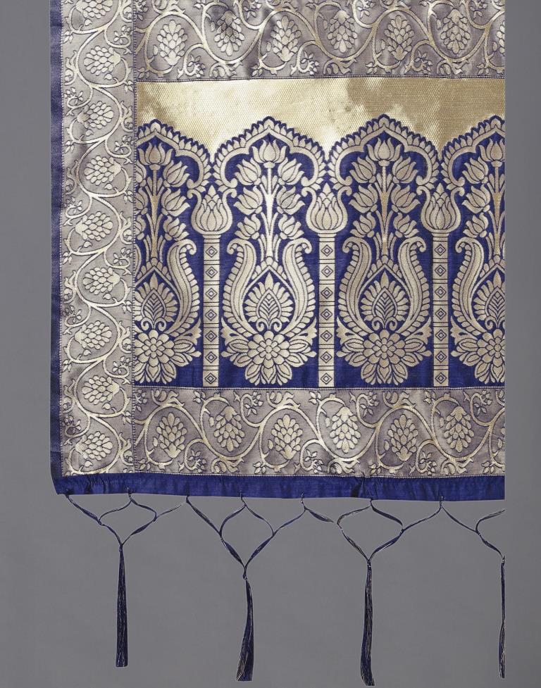 Impressive Navy Blue Coloured Poly Silk Jacquard Dupatta | SLV81FD293