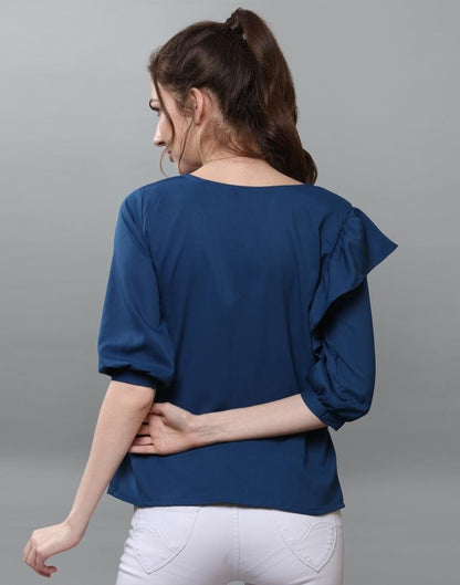 Peppy Blue Coloured Plain Crepe Tops | SLV87TK2333