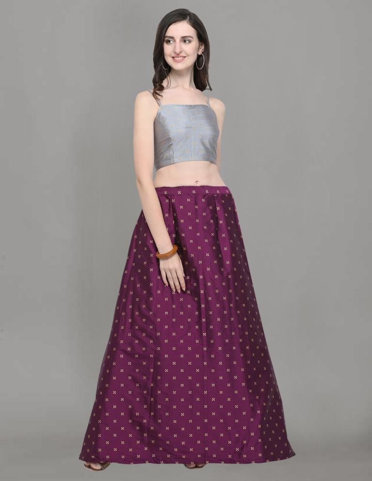 Sensuous Purple Coloured Poly Silk Jacquard Casual Wear Lehenga | SLV88L10024