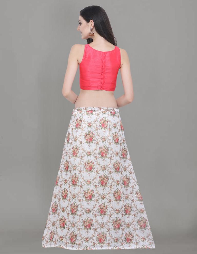 Trendy Off White Coloured Bhagalpuri Silk Digital Floral Printed Casual Wear Lehenga | SLV91L10056