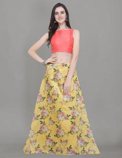 Versatile Yellow Coloured Bhagalpuri Silk Digital Floral Printed Casual Wear Lehenga | SLV91L10057
