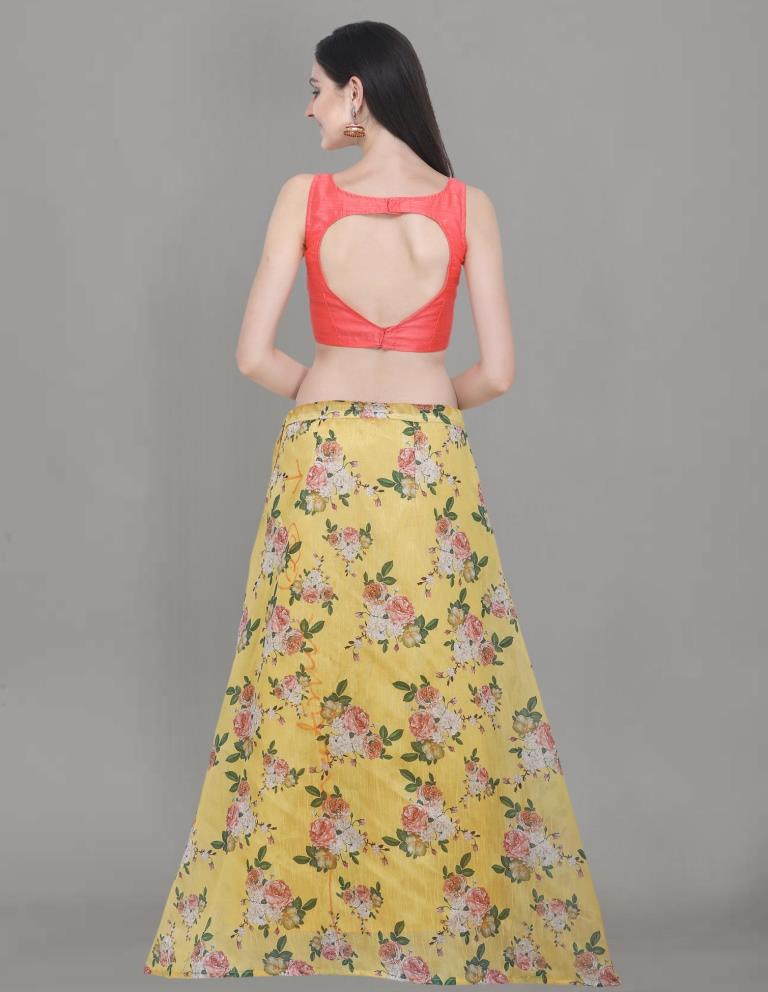 Versatile Yellow Coloured Bhagalpuri Silk Digital Floral Printed Casual Wear Lehenga | SLV91L10057