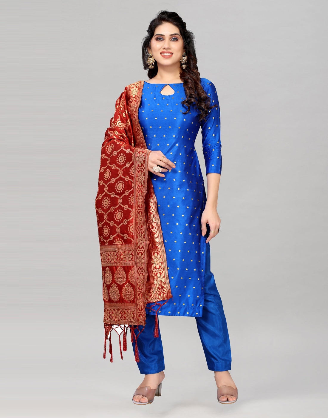 Jacquard Silk Unstitched Salwar Suit Material