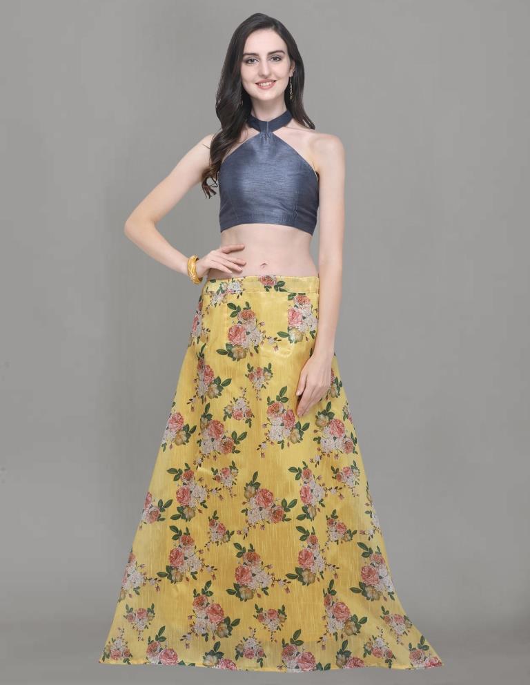 Enchanting Yellow Coloured Bhagalpuri Silk Digital Floral Printed Casual Wear Lehenga | SLV94L10088