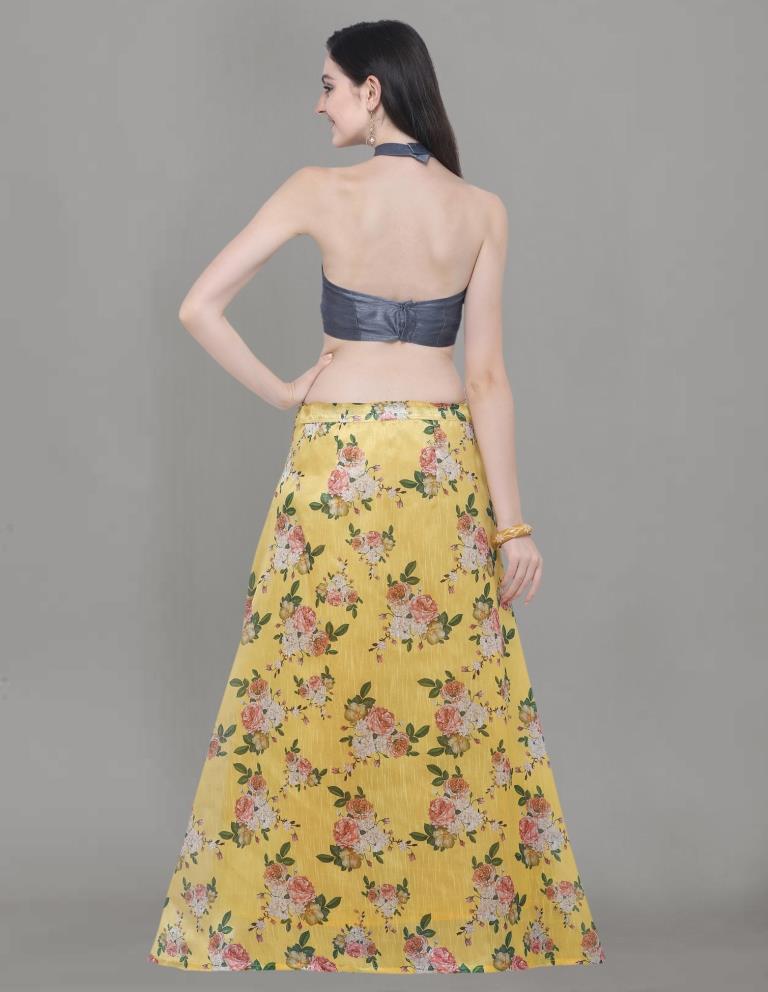 Enchanting Yellow Coloured Bhagalpuri Silk Digital Floral Printed Casual Wear Lehenga | SLV94L10088