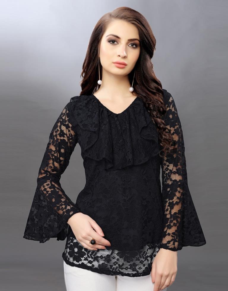 Enriching Black Coloured Net Russell Net Tops | SLV96TK2573