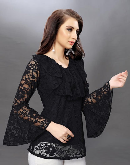 Enriching Black Coloured Net Russell Net Tops | SLV96TK2573