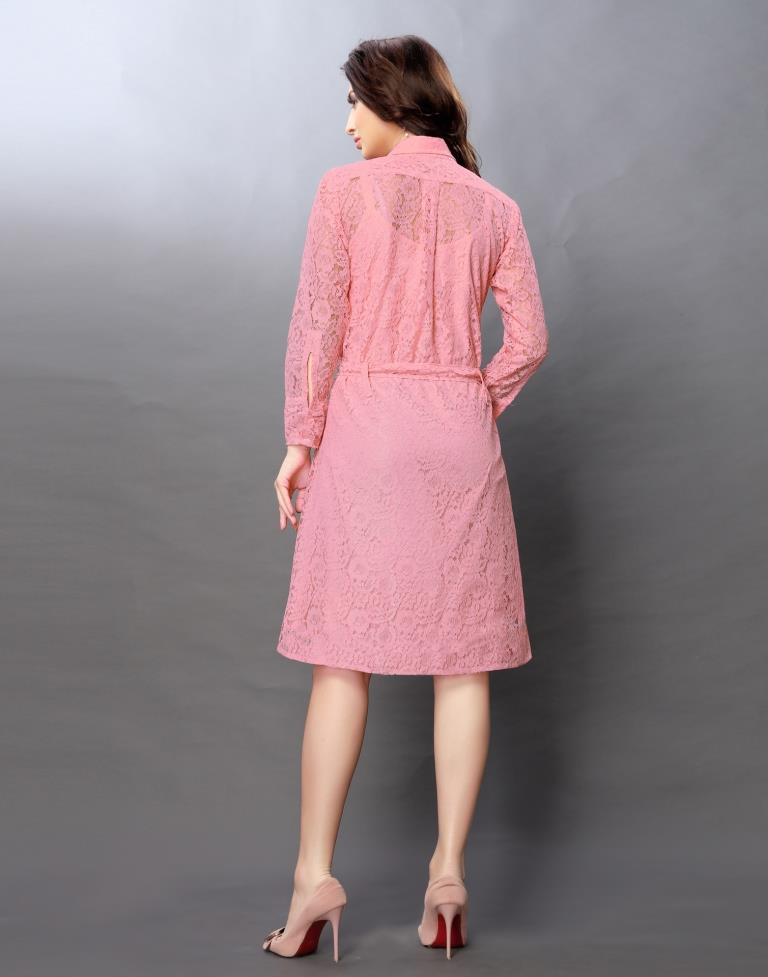 Pink Coloured Net Russell Net Dress | SLV97TK2403