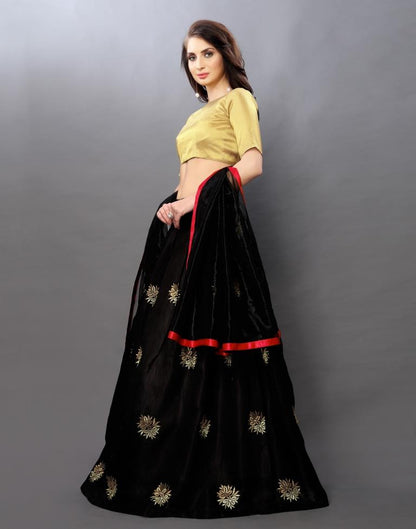 Valiant  Black Coloured Satin Taffeta Zari Embriodery Casual Wear Lehenga | SLV99L10140