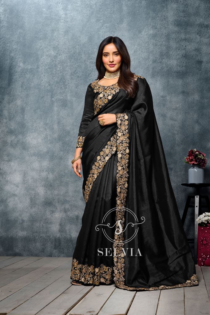 Black color party wear hot sale saree